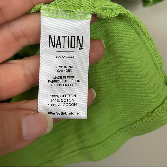 Nation LTD Blythe Origami Sleeve Boxy Tee in Envy Green Size Medium - Picture 7 of 7